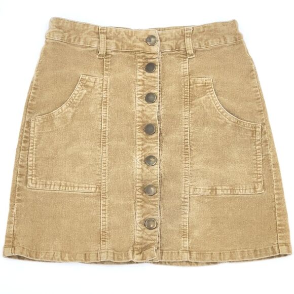 Altar'd State Button Distressed Corduroy Mini Skirt Womens Size Small Y2K Style - Picture 1 of 9